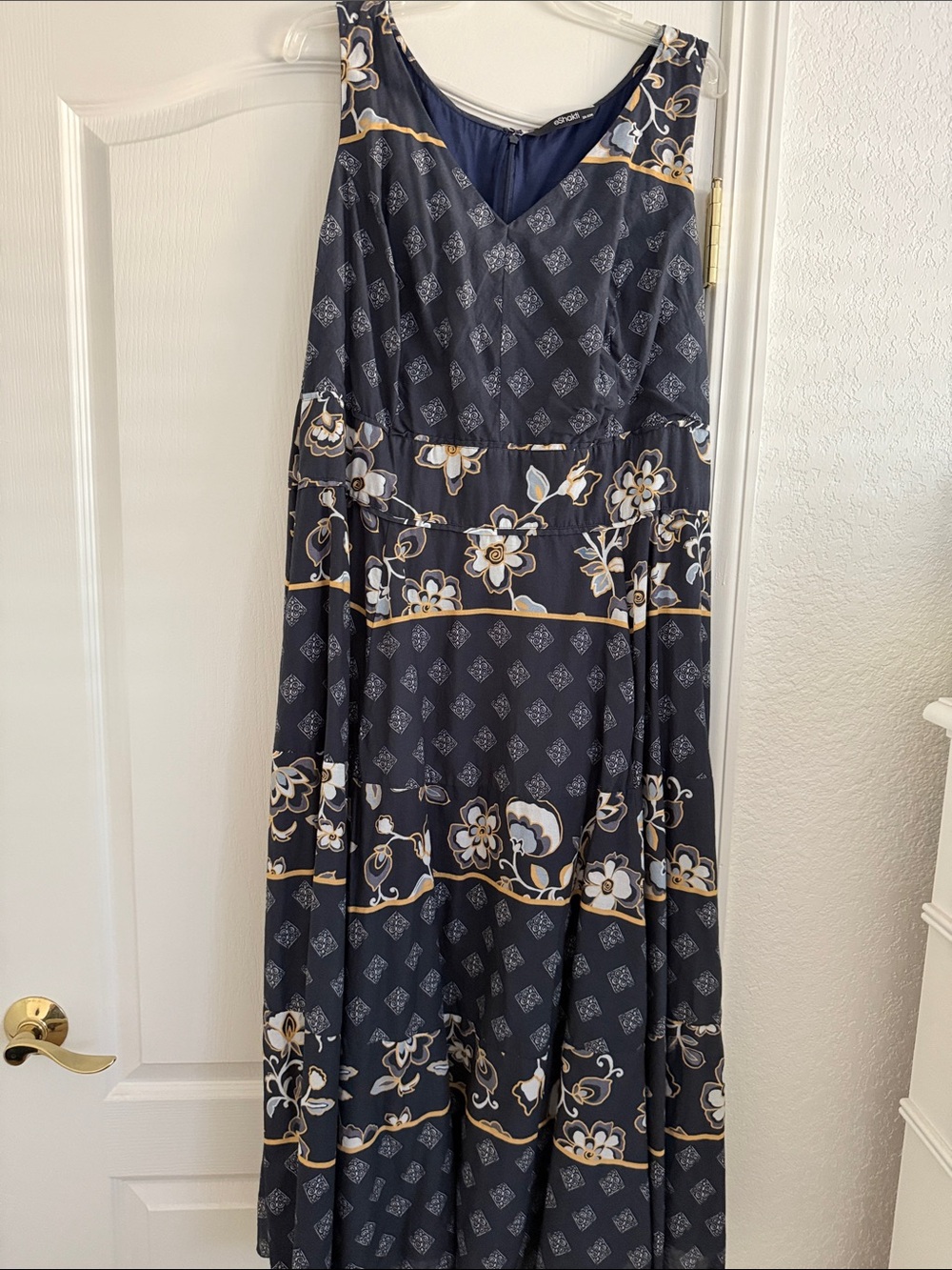 EShakti Sleeveless Floral Tiered Cotton Dress. NWOT